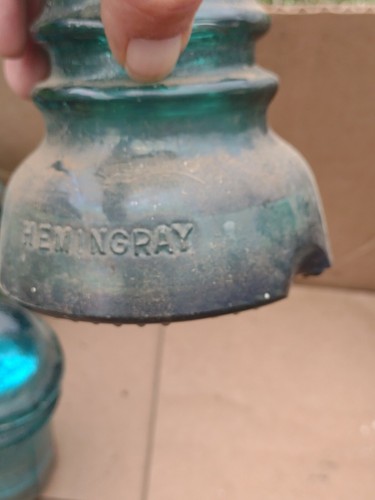 Vintage Glass Insulator LOT AQUA green blue Hemingray 40 42 16 9 Flaws - Picture 5 of 10