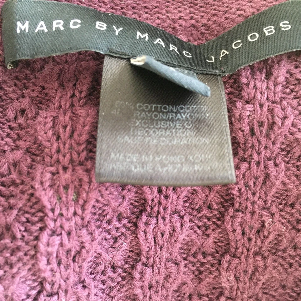 Cárdigan MARC JACOBS para mujer talla pequeña púrpura texturizado tejido bolsillos botón a presión Foto 3 de 4
