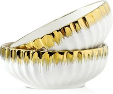 Serving Bowls, 8 inch Large Salad Bowls, Ceramic Bowl Set of 2 White Bowl