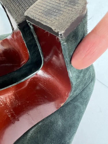 Chie Mihara Ankle Booties Womens 38.5 Green Olga Tie Suede Leather High Heel 4" - Picture 11 of 15