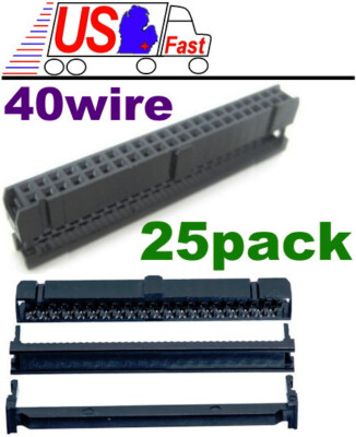 25pk/pack Female 40wire IDC/IDS 40pin Ribbon Cable/Cord IDE Crimp end/terminator