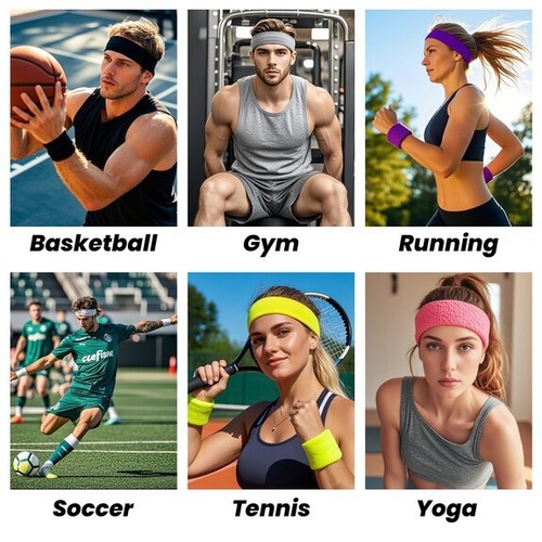 10Pcs Custom Sweat Wristbands, Ironed Patch with Logo Sweatband for Tennis - Picture 7 of 25