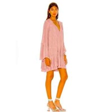 Free People Cant Help It Pleated Shift Mini Dress NWOT Size XS Rose Pink