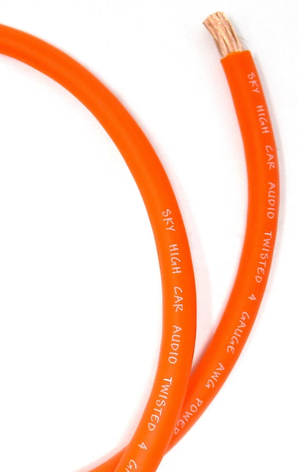 4 Gauge AWG ORANGE Power Ground Wire Sky High Car Audio Sold By The Foot GA ft
