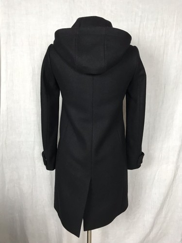 EUC J Crew Convertible Wool Toggle Coat Lined Hooded Jacket Womens Sz 0 Black - Picture 4 of 10
