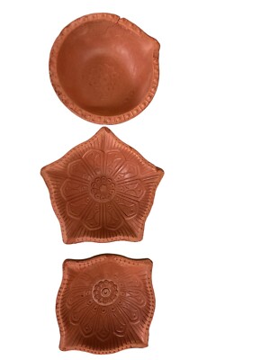 Große handgefertigte traditionelle Ton Diva/Diya - wachsfrei, handgemacht