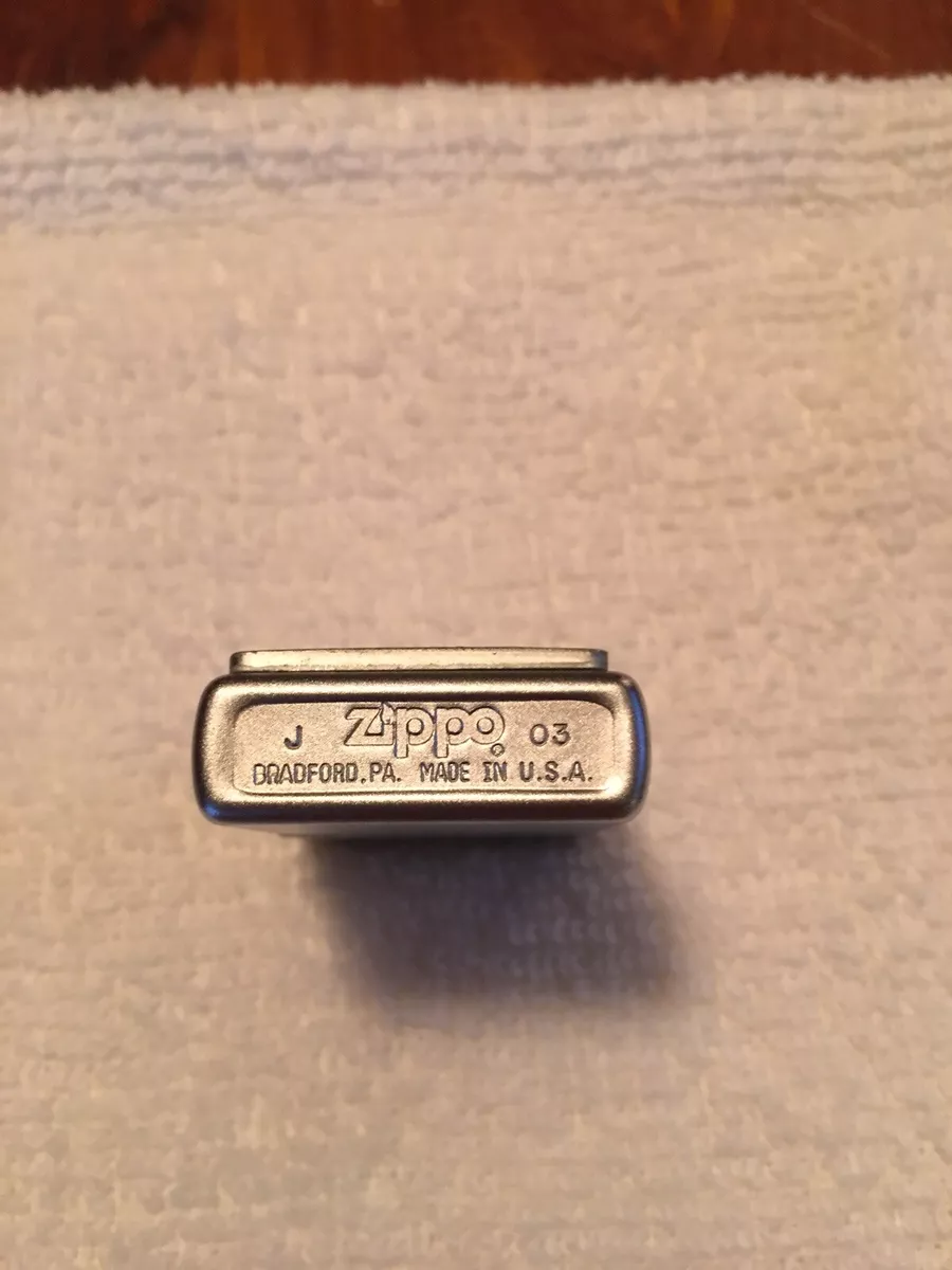 RARE ZIPPO 2003 J 03 CHROME FLIP TOP PLAQUE CIGARETTE LIGHTER - WAGON WHEEL