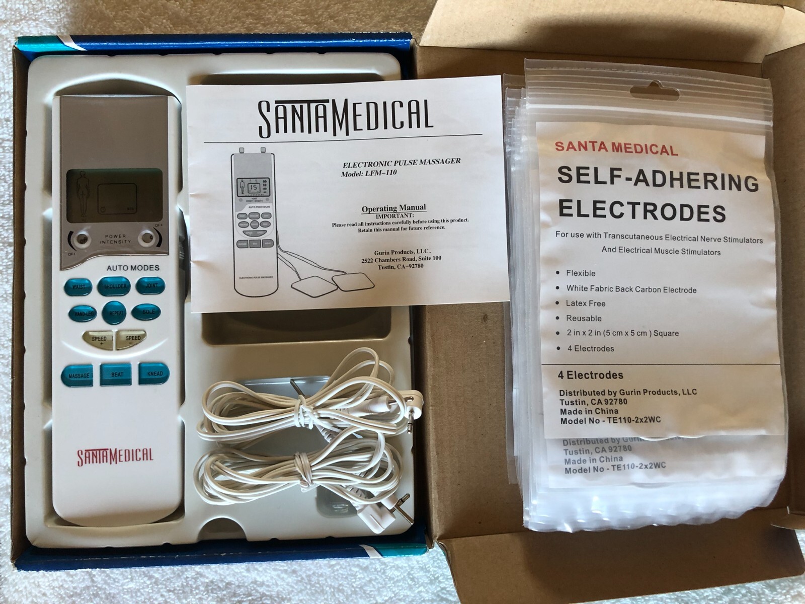 Electronic Pulse Massager with 40 electrodes / pads by Santa Medical