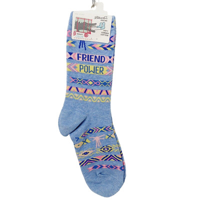 Sock Blue Q Crew Women Boy Friend Power Friendship Gift Neighbor Blue NWT NEW