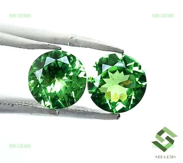 5 mm Natural Tsavorite Round Cut Pair Jewelry Supply 0.90 Cts Loose Gemstones - Image 4 of 4