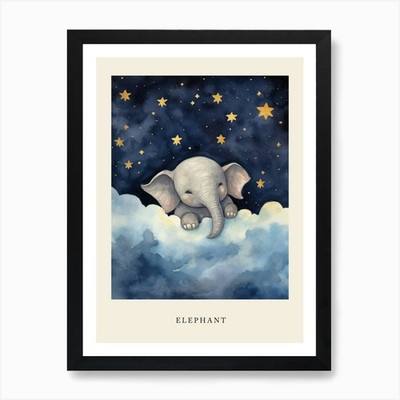Baby Elefant 1 schläft im Clo gerahmtes Wandbild Poster Leinwanddruck Bild