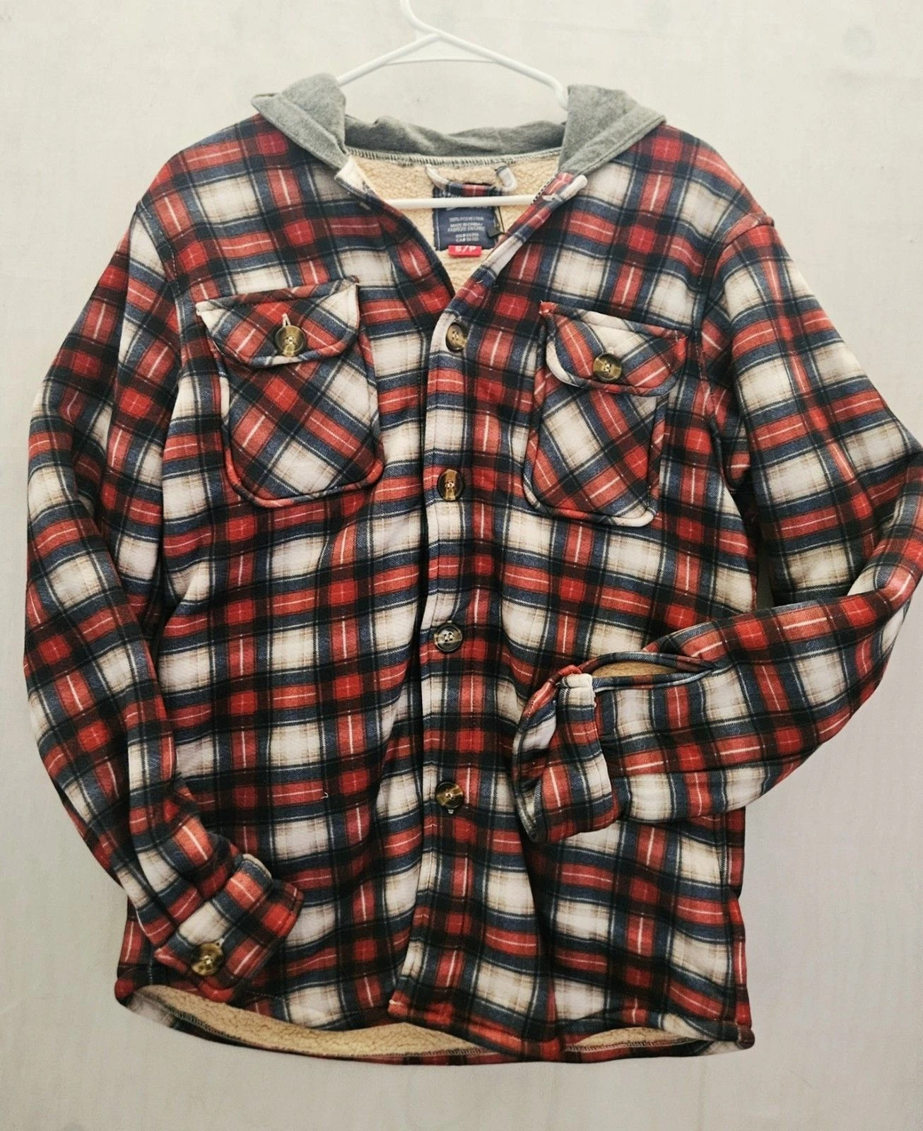 Brooklyns Best Mens Sherpa Lined Hooded Plaid Shacket Small NWT Jacket - product detail image 1
