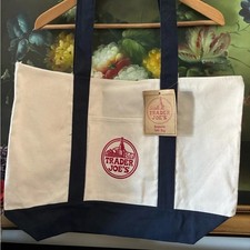NWT TRADER JOE'S LARGE CANVAS BAG  HEAVY COTTON REUSABLE EZ05