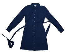 J.Crew Dress Womens 00 Blue Corduroy Collared Button Shirt Mini Belted CM993