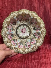 ANTIQUE NIPPON GOLD Hand-Painted Floral Bowl Unmarked