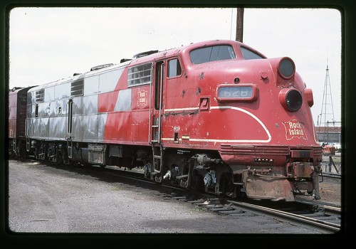 Rock Island RI E6A 628 Scrap Scene at EMD - La Grange Original Kodachrome Slide