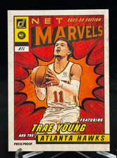 2021-22 Panini Donruss Net Marvels Press Proof Black Text #5 Trae Young Hawks