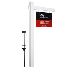 Kdgarden Vinyl PVC 6-Feet Real Estate Sign Post, Realtor Yard 72"X47", WHITE