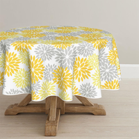 Blumen Gelb Dahlien Herbst Tischdecke Rund 120 Cm, Saisonnal Fall Fleckschutz Ti