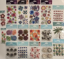 Lot Of 17 JOLEE'S BOUTIQUE Sticko Dimensional Scrapbook Stickers FLOWERS PLANTS