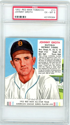 Johnny Groth #10 1952 Red Man Tobacco card