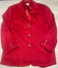 LL Bean Sz 18R Cashmere Wool Blazer Jacket Valentine's Day Red Classic Mature