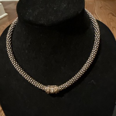 Vintage Nachlass 14k Diamant Sterlingsilber Kaviar Stil Halskette New Old Stock