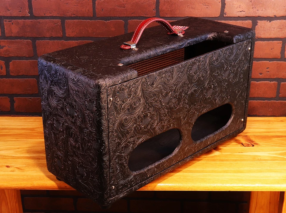 Gabinete de cabeza de lujo de panel estrecho 5e3/Tolex tooled occidental negro Foto 3 de 4