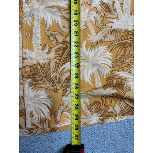 NWT Mens Bermuda Casuals Haband Palm Tree Hawaiian Shirt Mustard Yellow Medium - Picture 4 of 6