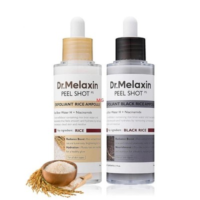 Dr.Melaxin Peel Shot Glow White and Black Rice Ampoule Duo FREE SHIPPING US