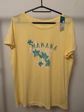 Inextenso T-shirt femme jaune col rond manches courtes floral coton bio M
