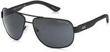 A X Armani Exchange Men's AX2012S Rectangular Metal Sunglasses, Satin Black