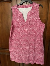 Lands End Pink Floral Print Shift Dress  With Pockets  Cotton XL