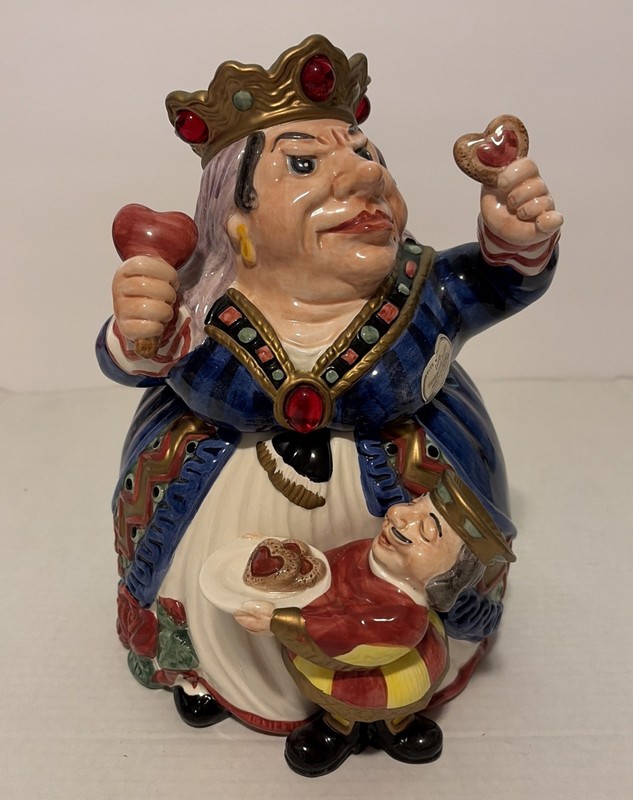 Fitz & Floyd Cookie Jar Alice In Wonderland Queen Of Hearts 1992 Vintage-EUC