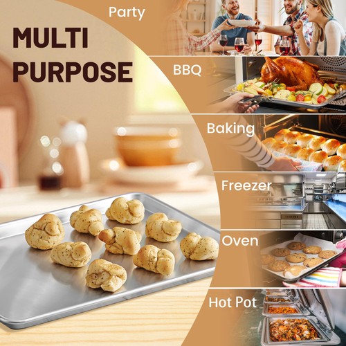BIEAMA Confezione da 12 Teglie da Forno Full Size 12PACK 26"X18", Argento - Foto 9 di 9