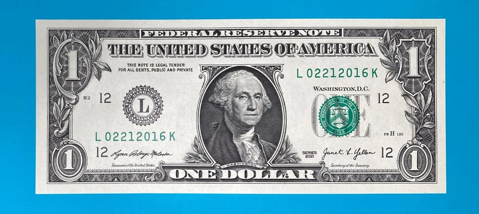 February 21, 2016 (L 02212016 K) BIRTHDAY ANNIVERSARY $1 One Dollar Bill *UNC* - Image 2 of 4