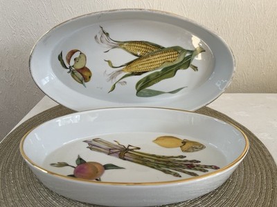 Royal Worcester Evesham Servierschalen Paar schwer entflammbares Porzellan
