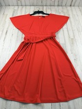 Ann Taylor Women’s Red Orange Short Sleeve V-Neck Wrap Career Dress Size 4