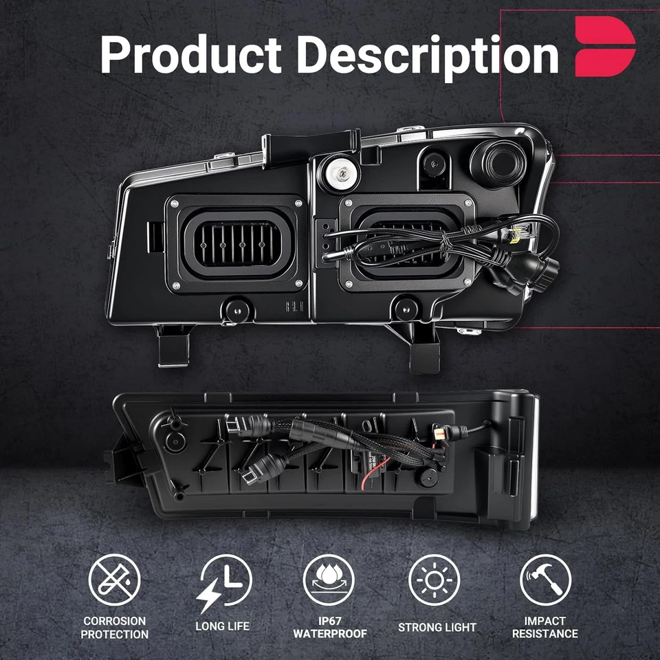 For 2003-2006 07 Chevy Silverado 1500 2500 3500 Headlights+Bumper Light LED DRL Foto 4 de 4