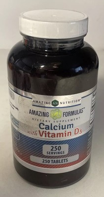 Exp. 2027 Calcium 600mg Plus Vitamin D3 400IU Gluten Free 250 Tablets Ex 2027