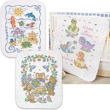 Herrschners  Nursery Friends Baby Quilt Set Stamped Cross-Stitch