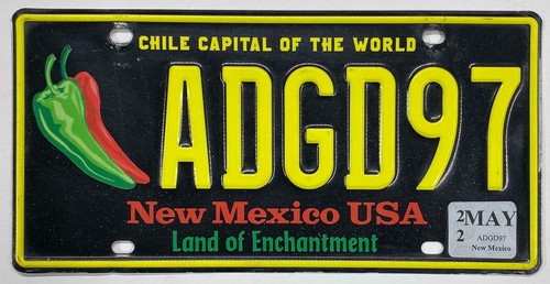 New Mexico 2022 Chile Pepper Hauptstadt der Welt Nummernschild ADGD97