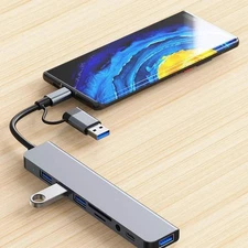 8 in 2 USB +Type C HUB Docking Station with 3.5mm Audio Jack Adapter Micro SD Ca