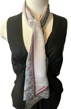 CACHAREL Vintage Spots  Flowers 100 Silk Long Scarf 21cm x 148cm -Excellent