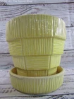 Vintage Mccoy Basketweave Yellow Ceramic Planter Vase