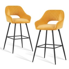 1/2X Bar Stools Velvet Bar Chairs Metal Legs Breakfast Pub Chair Kitchen Home