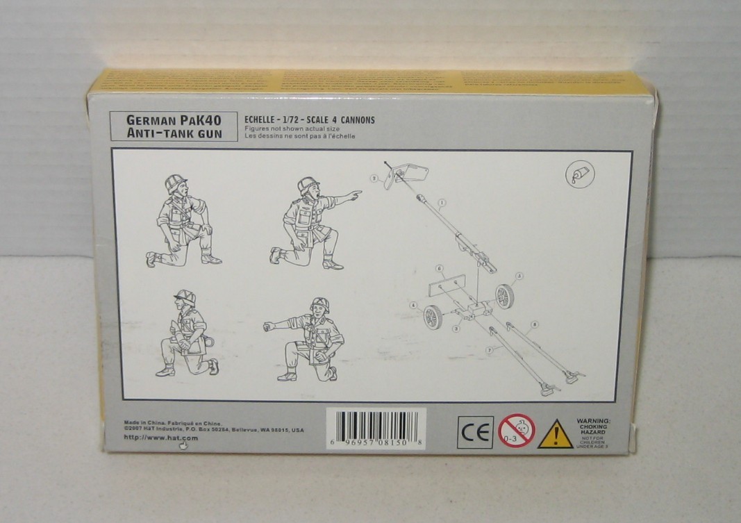 HAT 1/72 20mm WWII German Pak 40 Anti Tank Gun (4 cannons) 8150