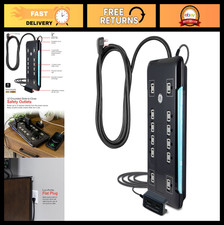 12 Outlet Surge Protector with 2 USB Ports, 8ft Cord, Flat Plug, 4320 Joules