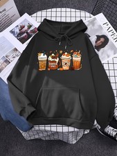 Cozy Skull Letter Print Hoodie for Women with Pocket