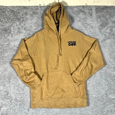 Thank God God Has A Plan Hoodie Mens Brown Long Sleeve Slightly Oversized Sporty
